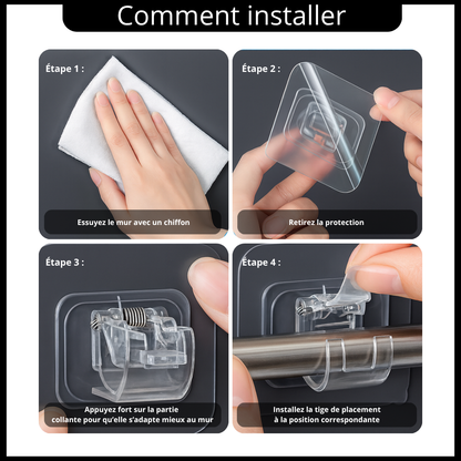 Support adhésif pour tringle à rideau