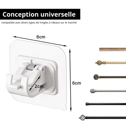 Support adhésif pour tringle à rideau