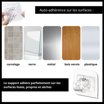 Support adhésif pour tringle à rideau
